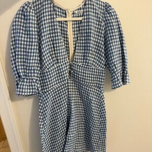 Blue and White Reformation Gingham Dress